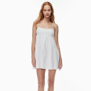 Sunday Best by Aritzia Jasper Strappy White Tiered Mini Dress